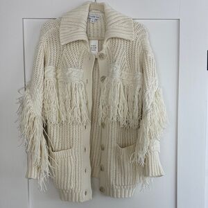 Cream Fringe Cardigan